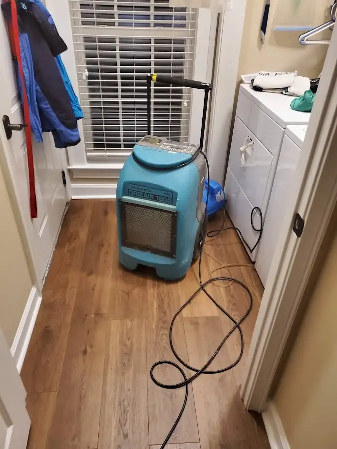 Commercial dehumidifier deployed for Flood Damage Cleanup in Byram